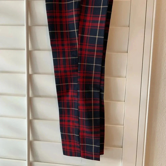 ZARA BASIC GUC Red Plaid Pants Trousers - Picture 4 of 6